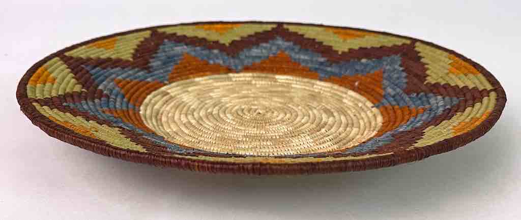 Large Very Thin Coil Finest Quality Handwoven Rwenzori Raffia Shallow Basket/Bowl | 10.5"