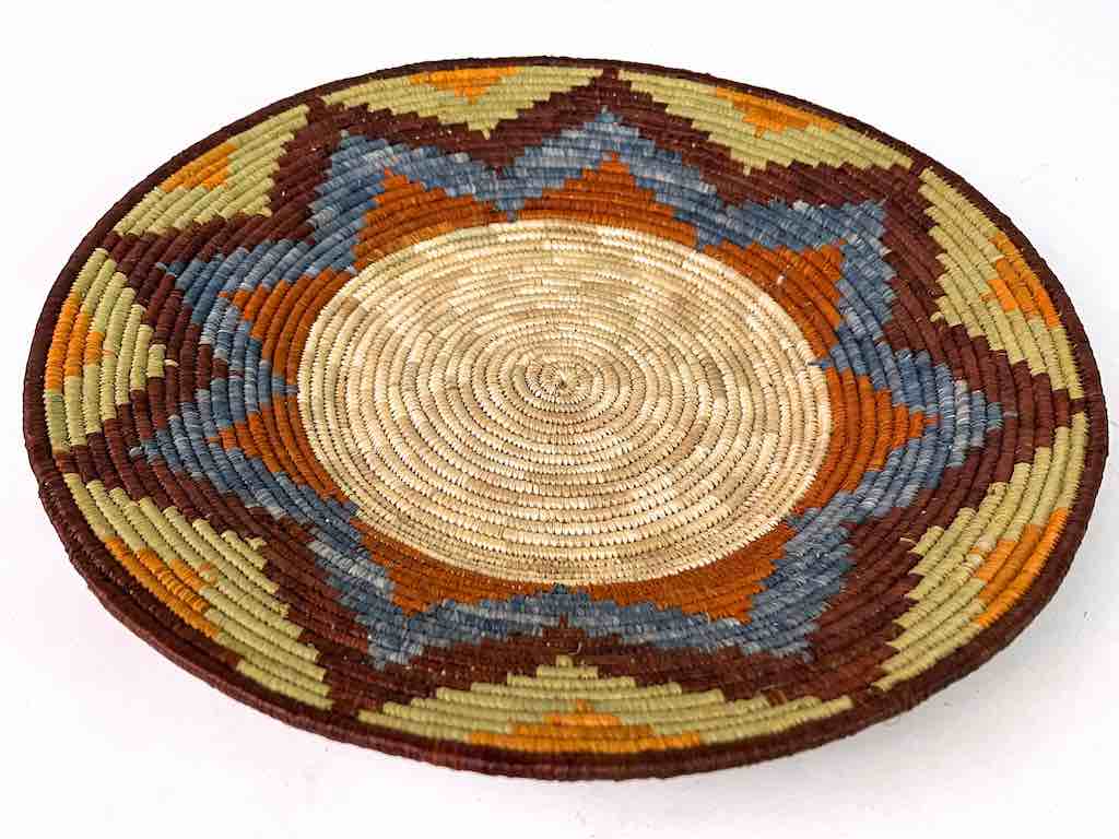 Large Very Thin Coil Finest Quality Handwoven Rwenzori Raffia Shallow Basket/Bowl | 10.5"