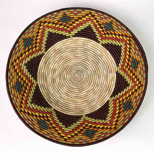 Large Very Thin Coil Finest Quality Handwoven Rwenzori Raffia Shallow Basket/Bowl | 11.5"