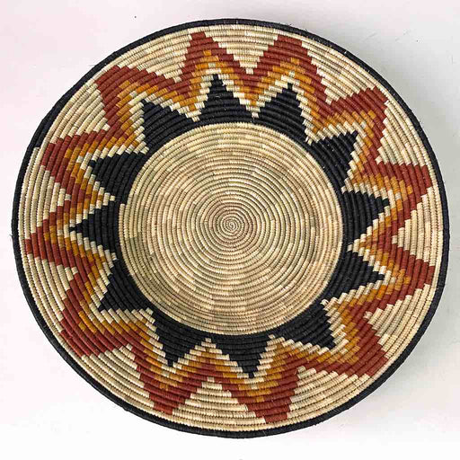 Large Very Thin Coil Finest Quality Handwoven Rwenzori Raffia Shallow Basket/Bowl | 13"