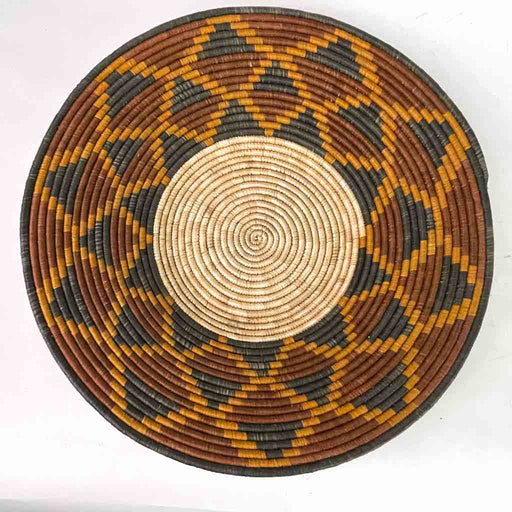 Large Very Thin Coil Finest Quality Handwoven Rwenzori Raffia Shallow Basket/Bowl | 13"