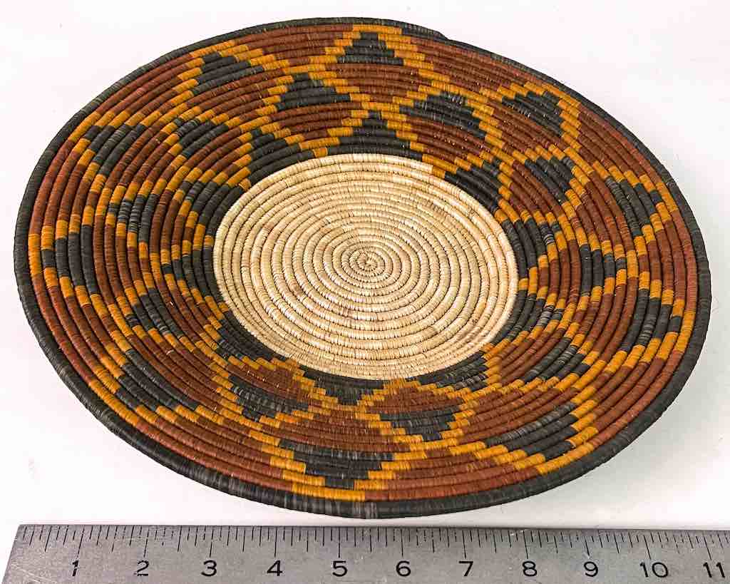 Large Very Thin Coil Finest Quality Handwoven Rwenzori Raffia Shallow Basket/Bowl | 13"