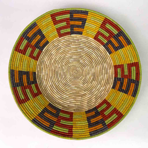 Large Very Thin Coil Finest Quality Handwoven Rwenzori Raffia Shallow Basket/Bowl | 12"