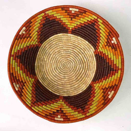 Large Very Thin Coil Finest Quality Handwoven Rwenzori Raffia Shallow Basket/Bowl | 10"