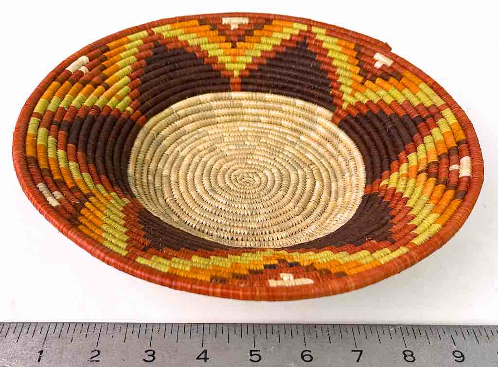 Large Very Thin Coil Finest Quality Handwoven Rwenzori Raffia Shallow Basket/Bowl | 10"