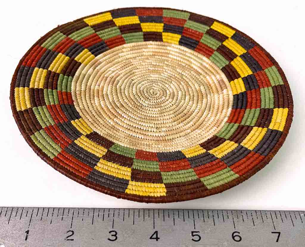 Very Thin Coil Finest Quality Handwoven Rwenzori Raffia Shallow Basket/Bowl | 8"