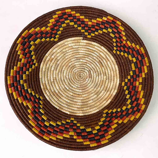 Very Thin Coil Finest Quality Handwoven Rwenzori Raffia Shallow Basket/Bowl | 9"