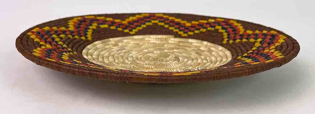 Very Thin Coil Finest Quality Handwoven Rwenzori Raffia Shallow Basket/Bowl | 9"