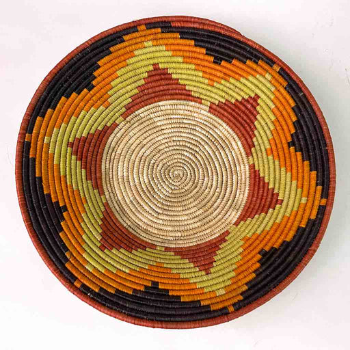 Very Thin Coil Finest Quality Handwoven Rwenzori Raffia Shallow Basket/Bowl | 9"