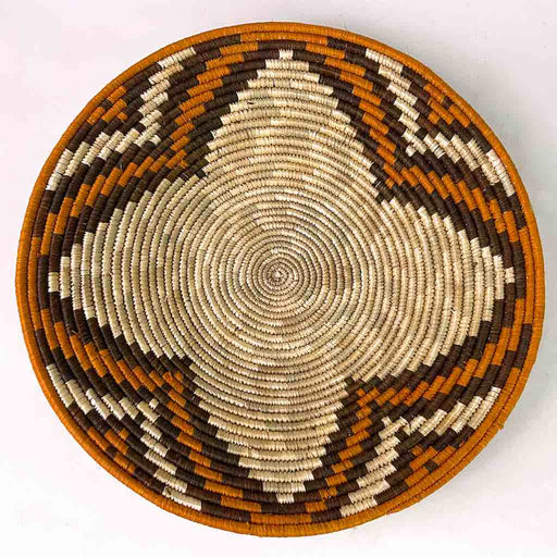 Large Very Thin Coil Finest Quality Handwoven Rwenzori Raffia Shallow Basket/Bowl | 11"