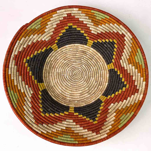 Large Very Thin Coil Finest Quality Handwoven Rwenzori Raffia Shallow Basket/Bowl | 11"