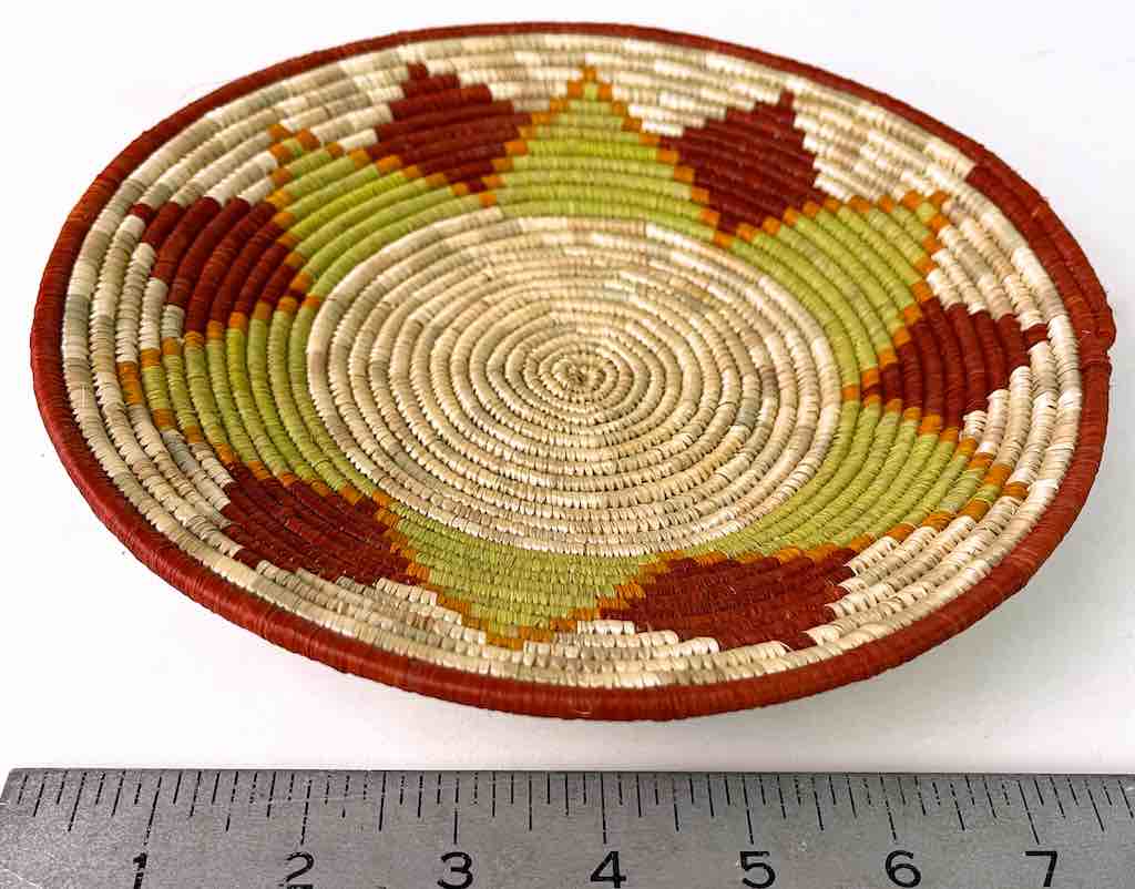 Very Thin Coil Finest Quality Handwoven Rwenzori Raffia Shallow Basket/Bowl | 9"