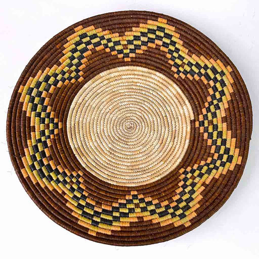 Very Thin Coil Finest Quality Handwoven Rwenzori Raffia Shallow Basket/Bowl | 10"