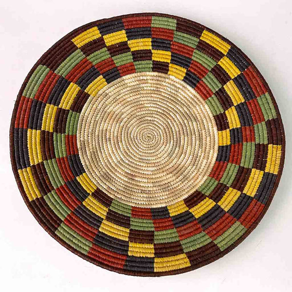 Very Thin Coil Finest Quality Handwoven Rwenzori Raffia Shallow Basket/Bowl | 9"