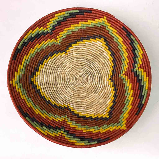 Very Thin Coil Finest Quality Handwoven Rwenzori Raffia Shallow Basket/Bowl | 9"