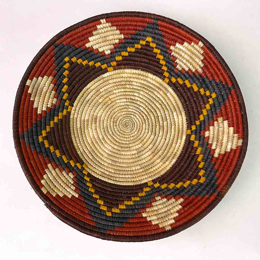 Very Thin Coil Finest Quality Handwoven Rwenzori Raffia Shallow Basket/Bowl | 9"