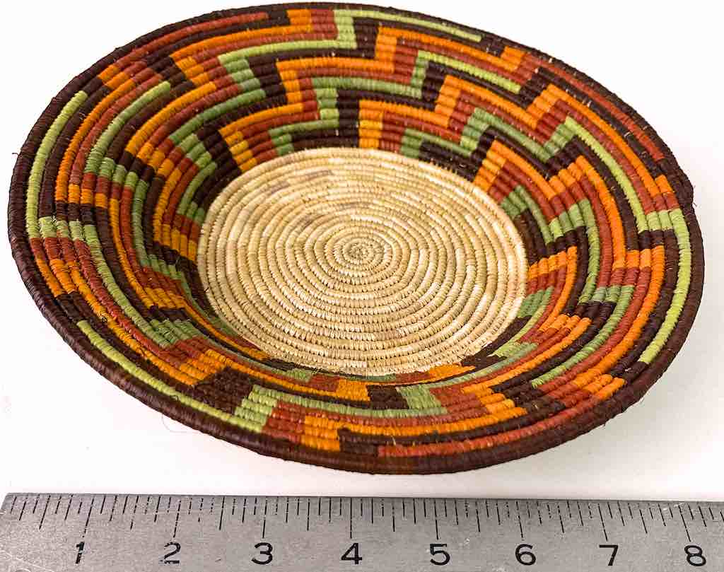 Very Thin Coil Finest Quality Handwoven Rwenzori Raffia Shallow Basket/Bowl | 9"