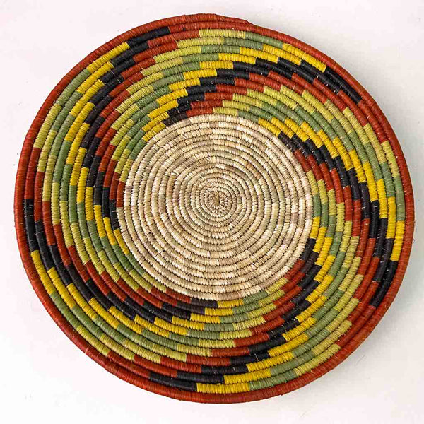 Very Thin Coil Finest Quality Handwoven Rwenzori Raffia Shallow Basket/Bowl | 9"