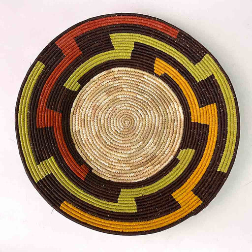 Very Thin Coil Finest Quality Handwoven Rwenzori Raffia Shallow Basket/Bowl | 9"