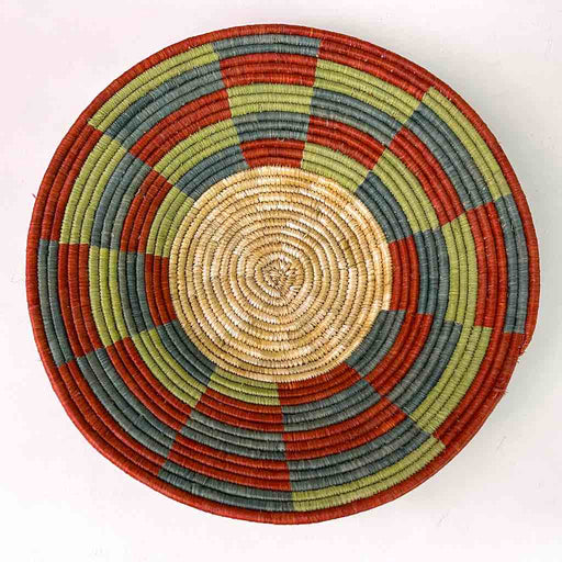 Very Thin Coil Finest Quality Handwoven Rwenzori Raffia Shallow Basket/Bowl | 9"