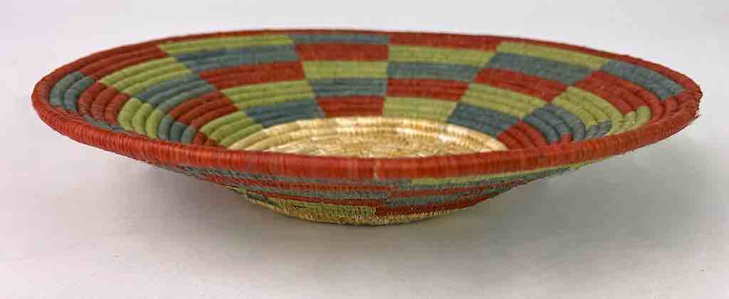 Very Thin Coil Finest Quality Handwoven Rwenzori Raffia Shallow Basket/Bowl | 9"