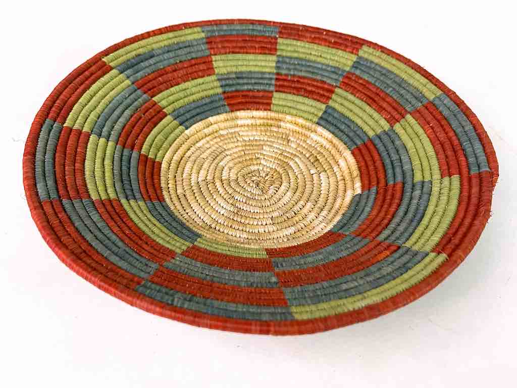 Very Thin Coil Finest Quality Handwoven Rwenzori Raffia Shallow Basket/Bowl | 9"