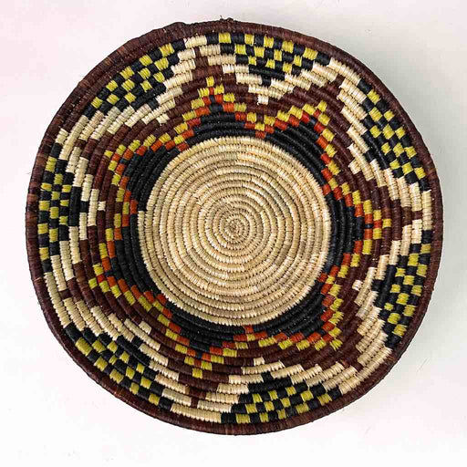 Very Thin Coil Finest Quality Handwoven Rwenzori Raffia Shallow Basket/Bowl | 8"