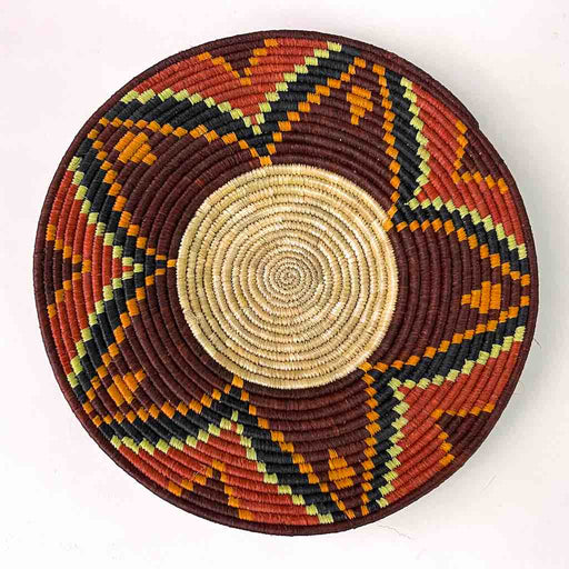 Very Thin Coil Finest Quality Handwoven Rwenzori Raffia Shallow Basket/Bowl | 9"