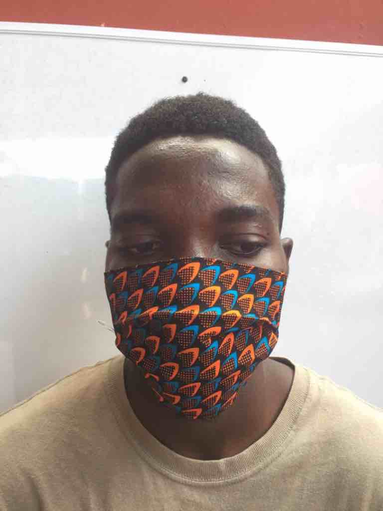100% Cotton Dutch Wax Print Ghanaian African Feathers Face Mask