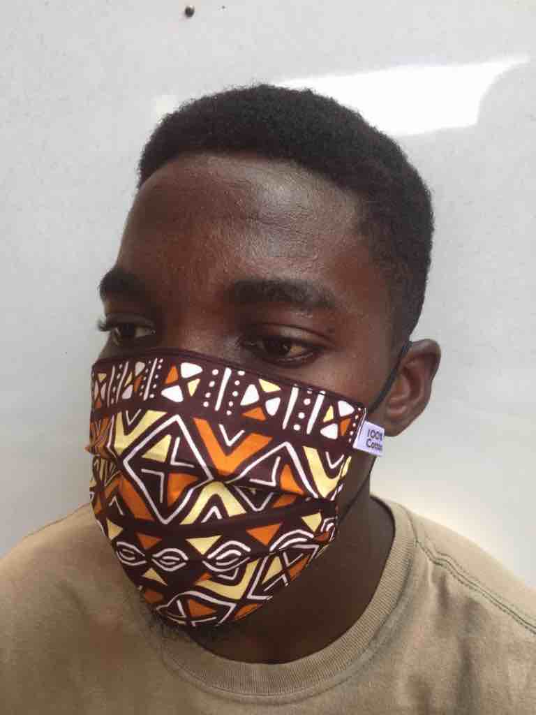 100% Cotton Dutch Wax Print Ghanaian African Mudcloth Face Mask