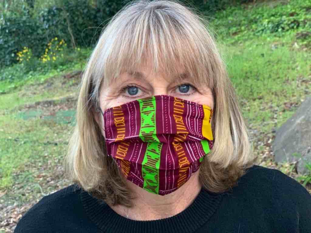 100% Cotton Dutch Wax Print Ghanaian African Red Green Gold Face Mask