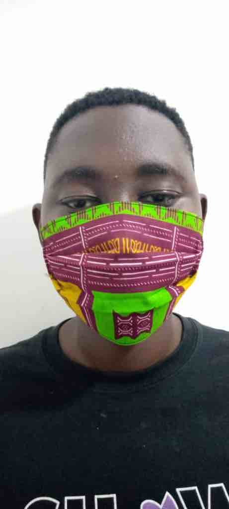 100% Cotton Dutch Wax Print Ghanaian African Red Green Gold Face Mask