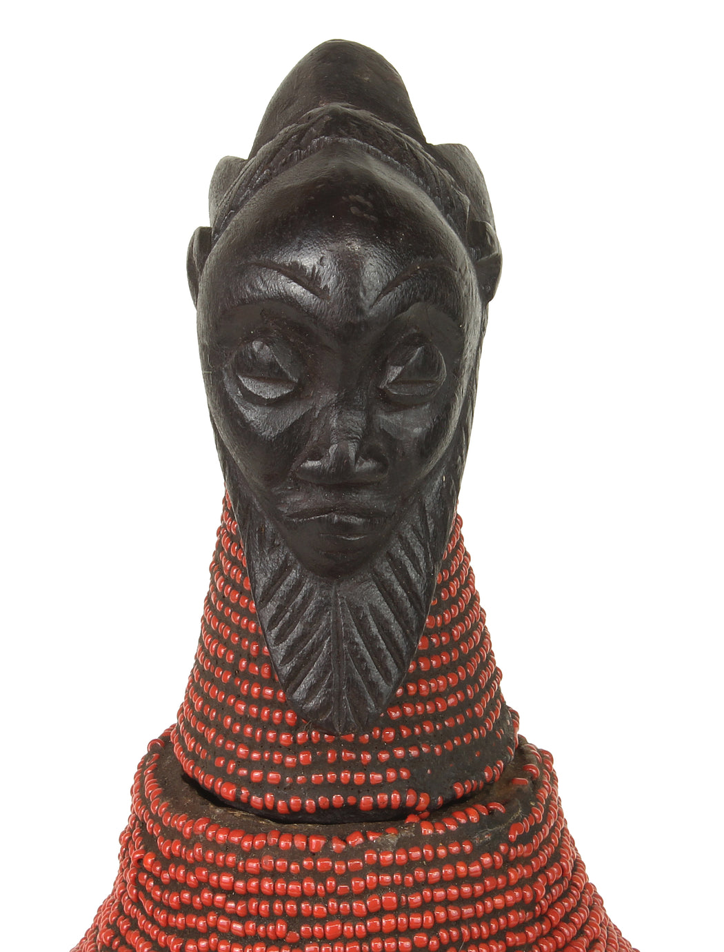 Beaded Decor Gourd from Congo, Africa - Red - Niger Bend