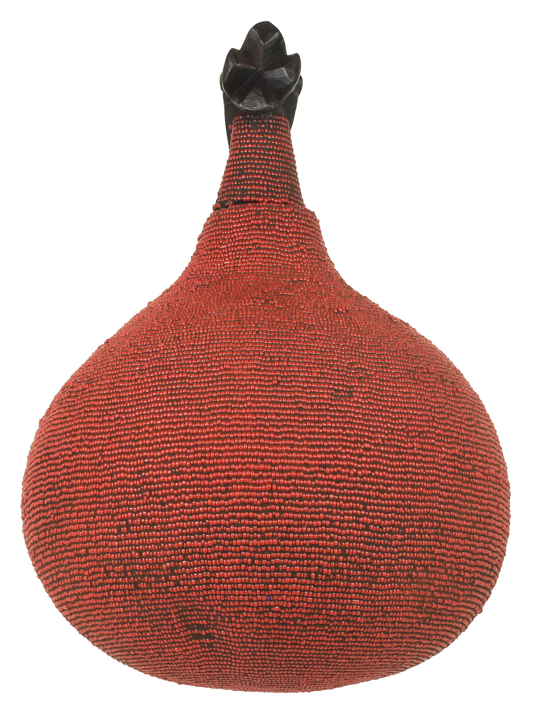Beaded Decor Gourd from Congo, Africa - Red - Niger Bend