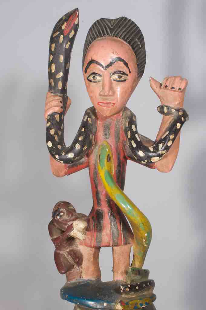 Guro Green Face Man with Snakes Mask - Ivory Coast