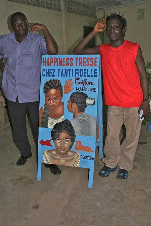 Tall 3-African Woman Portrait Beauty Salon Hinged Sandwich Sign – Side B