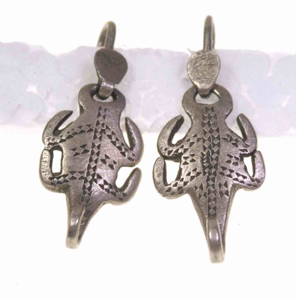 Vintage coin silver Tuareg scorpion earring pair - Niger