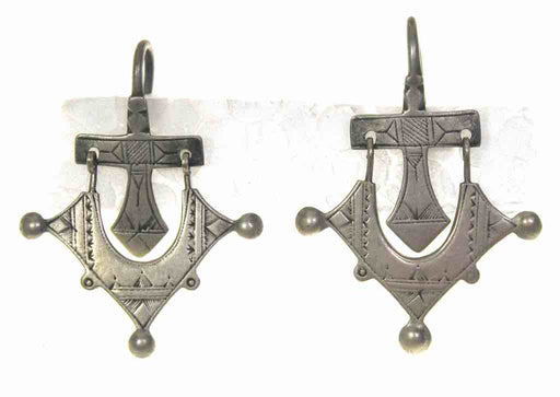 Vintage coin silver Tuareg earring pair - Niger