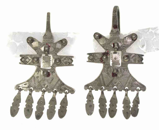 Large vintage coin silver Tuareg earring pair - Niger