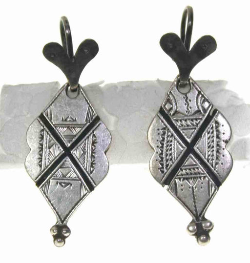 Vintage coin silver Tuareg earring pair - Niger