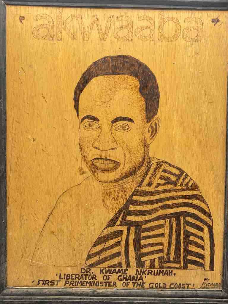 Kwame Nkrumah Portrait in Wood Burning Framed - Ghana