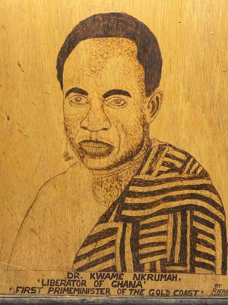 Kwame Nkrumah Portrait in Wood Burning Framed - Ghana