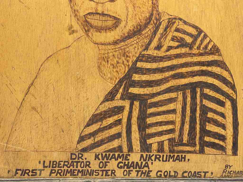 Kwame Nkrumah Portrait in Wood Burning Framed - Ghana