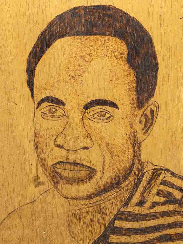 Kwame Nkrumah Portrait in Wood Burning Framed - Ghana