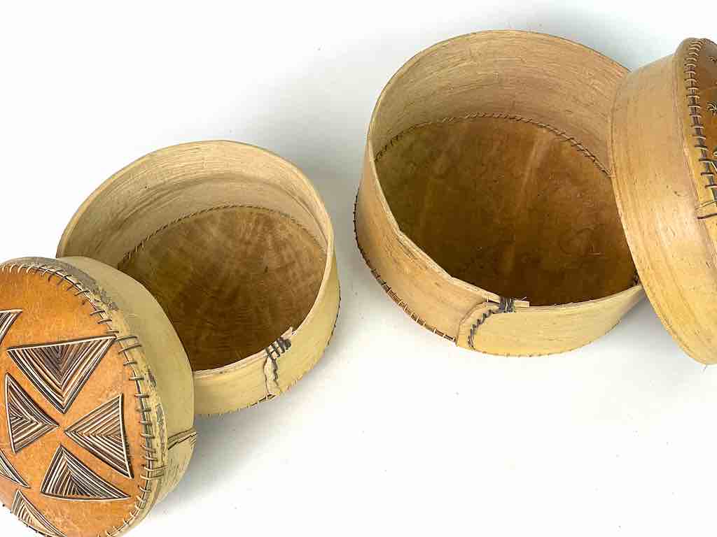 Nested set of 2 Decorated Gourd Containers from Mali
