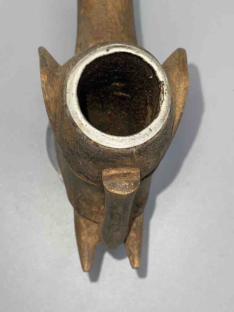 Vintage African Carved Elephant Head Wood Pipe Bowl