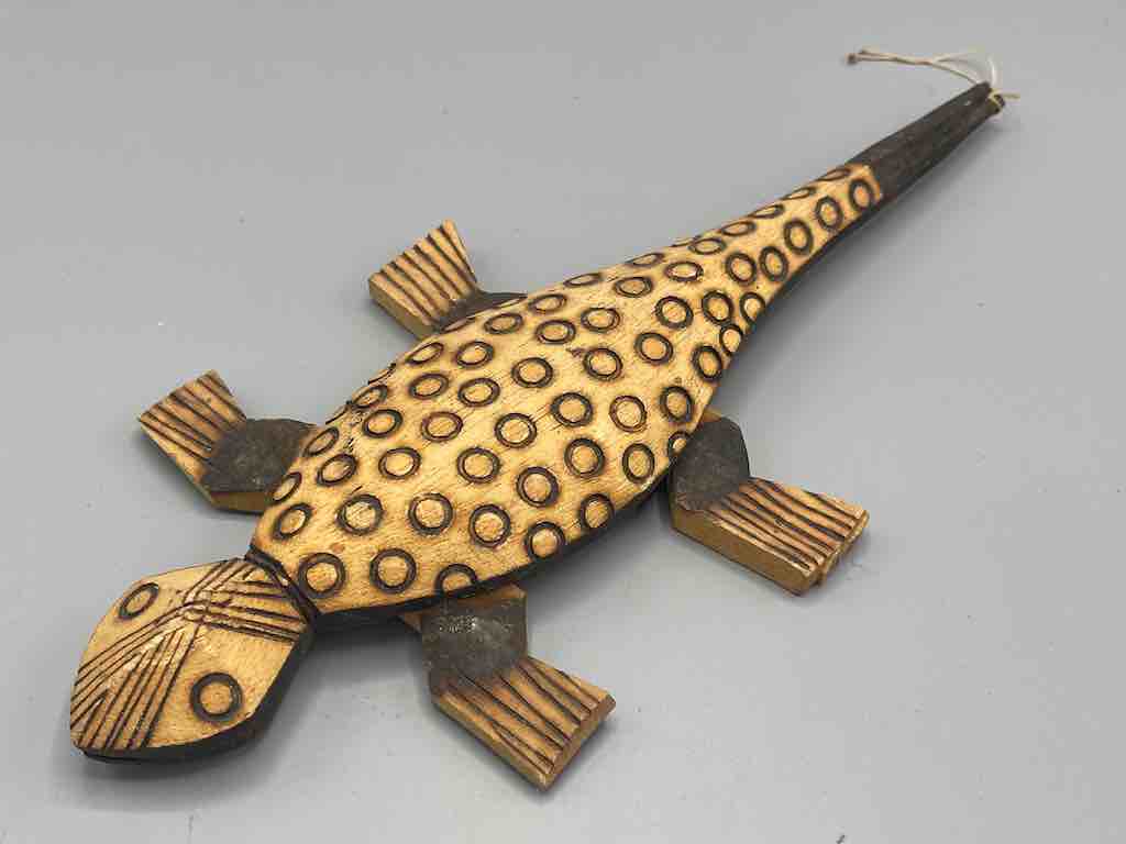 African Wood Chameleon Spirit Figure - Mali