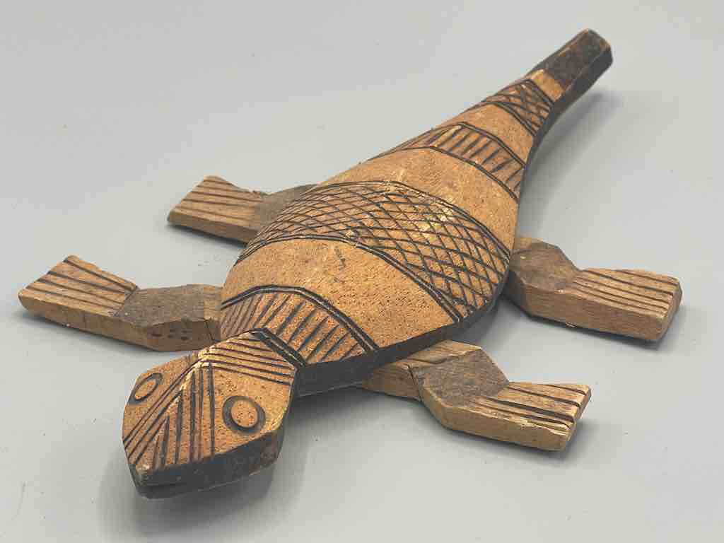 African Wood Chameleon Spirit Figure - Mali