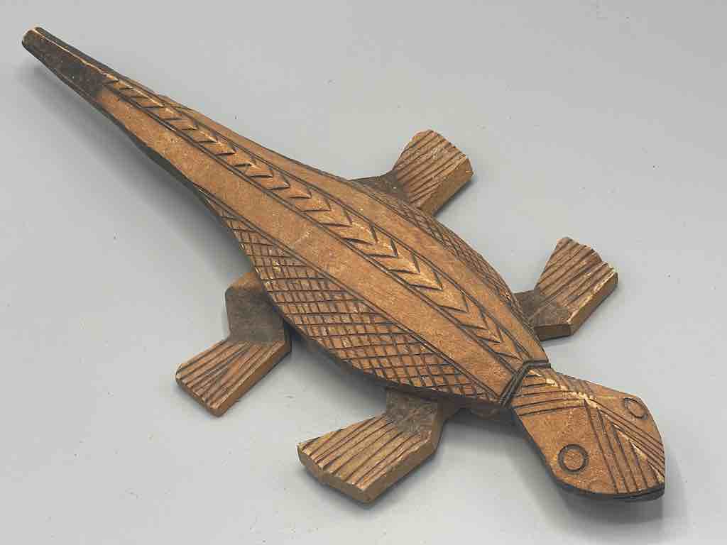 African Wood Chameleon Spirit Figure - Mali