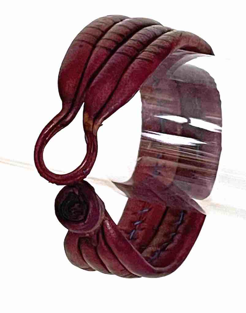 Wide Red Leather Bracelet with Designs - 2 Versions